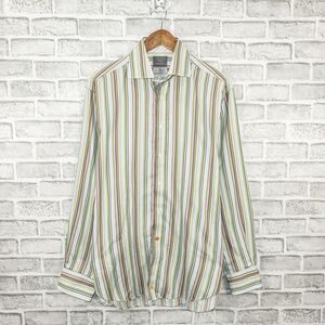 Thomas Dean Multi color Stripe Button up Shirt Men's size Large Cotton
